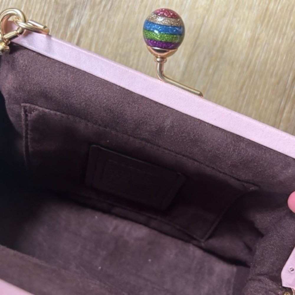 Coach Nora Kisslock Crossbody bag_ pink_ pebbled leather_small